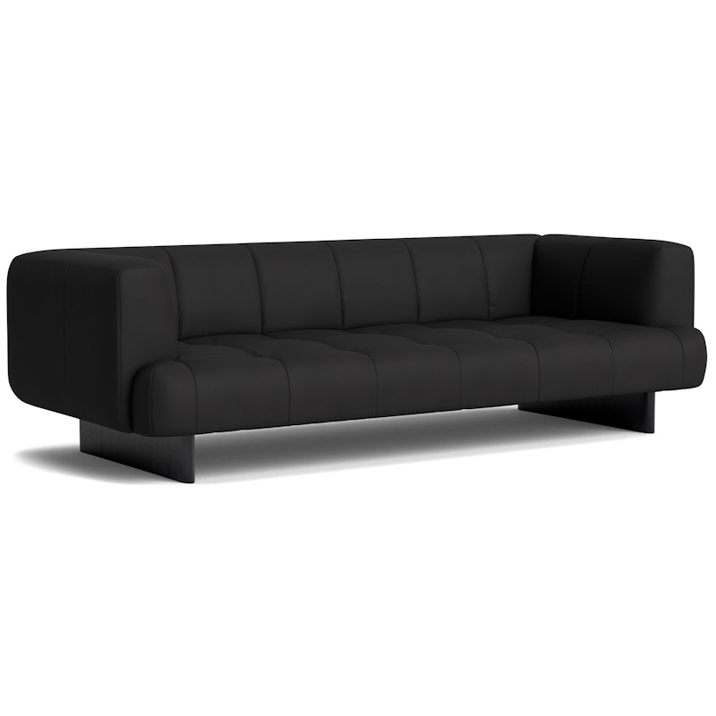 Quilton Lift 3-Seater Sofa, Sense Leather Black / Black Oak