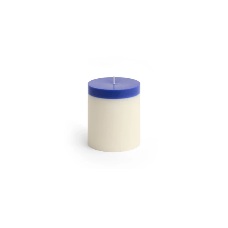 Silo Candle Medium, Ivory / Royal Blue