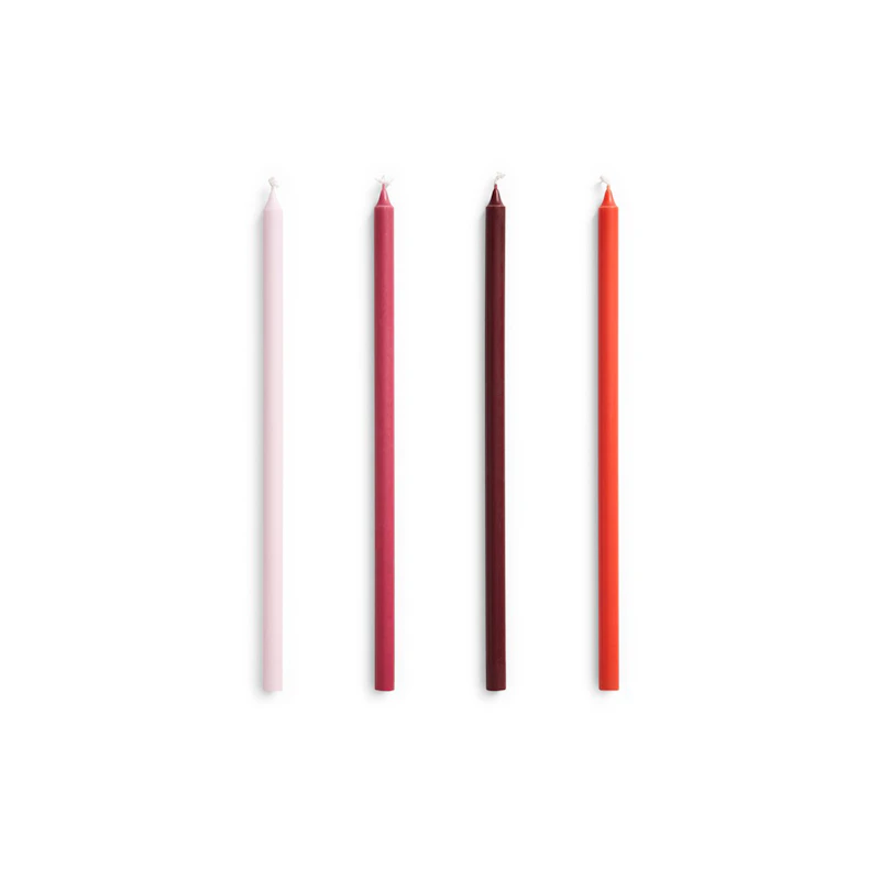 Slim Candle 4-pack, Pink / Red