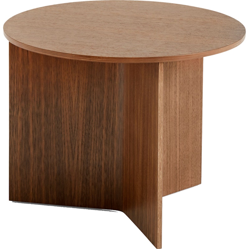 Slit Table Round Ø45, Lacquered Walnut