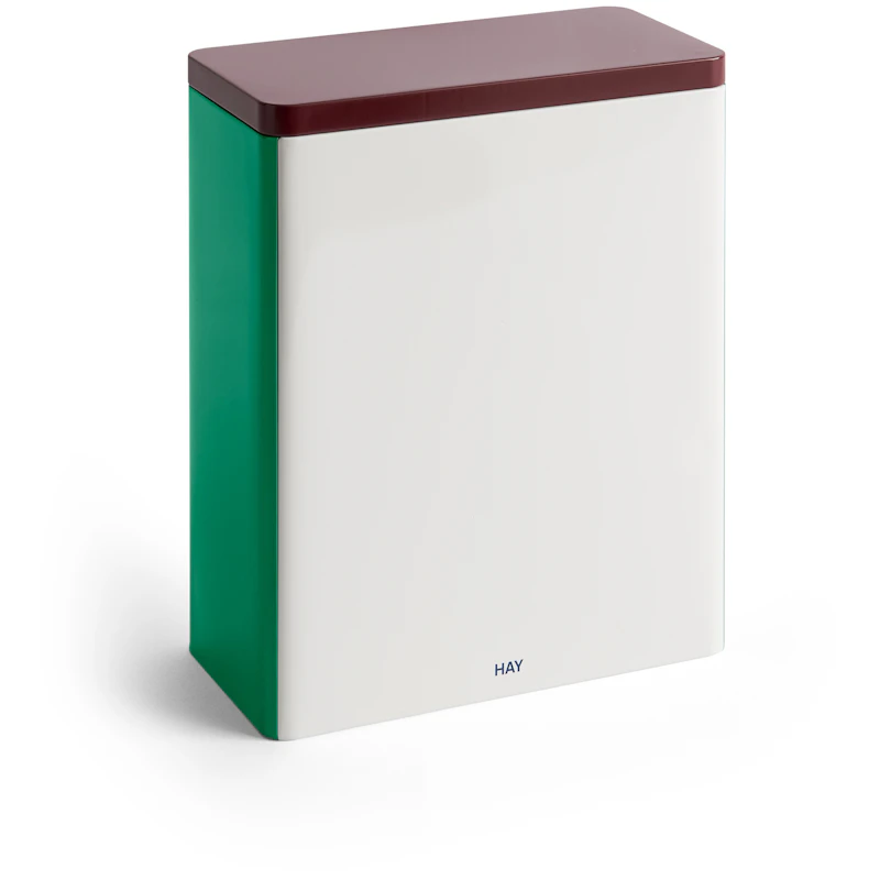 Tin Container Large, Green / Off-white / Burgundy