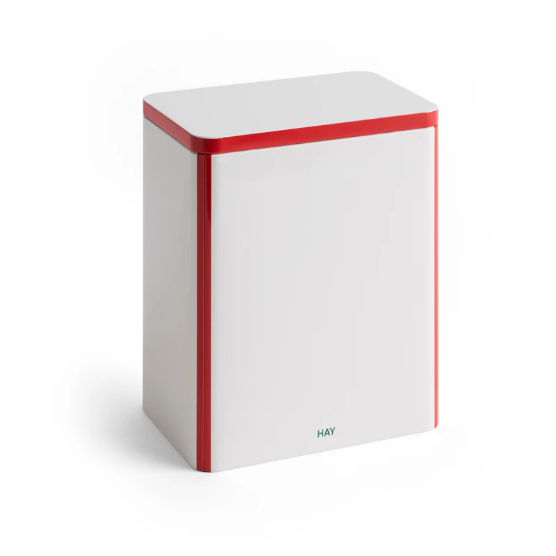 Tin Container Large, Red / Off-white