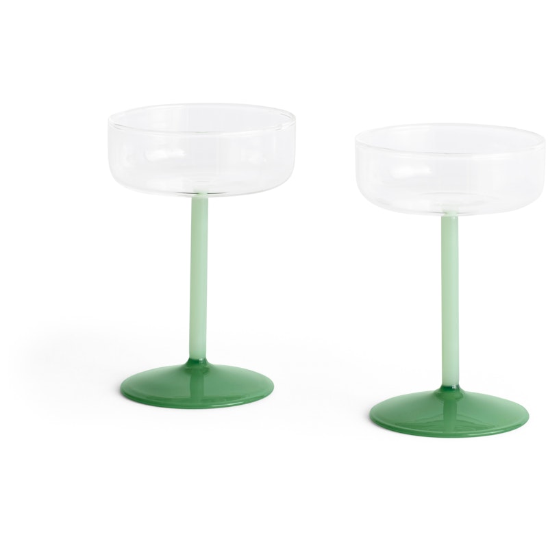 Tint Champagne Coupe 2-pack, Clear / Jade Green