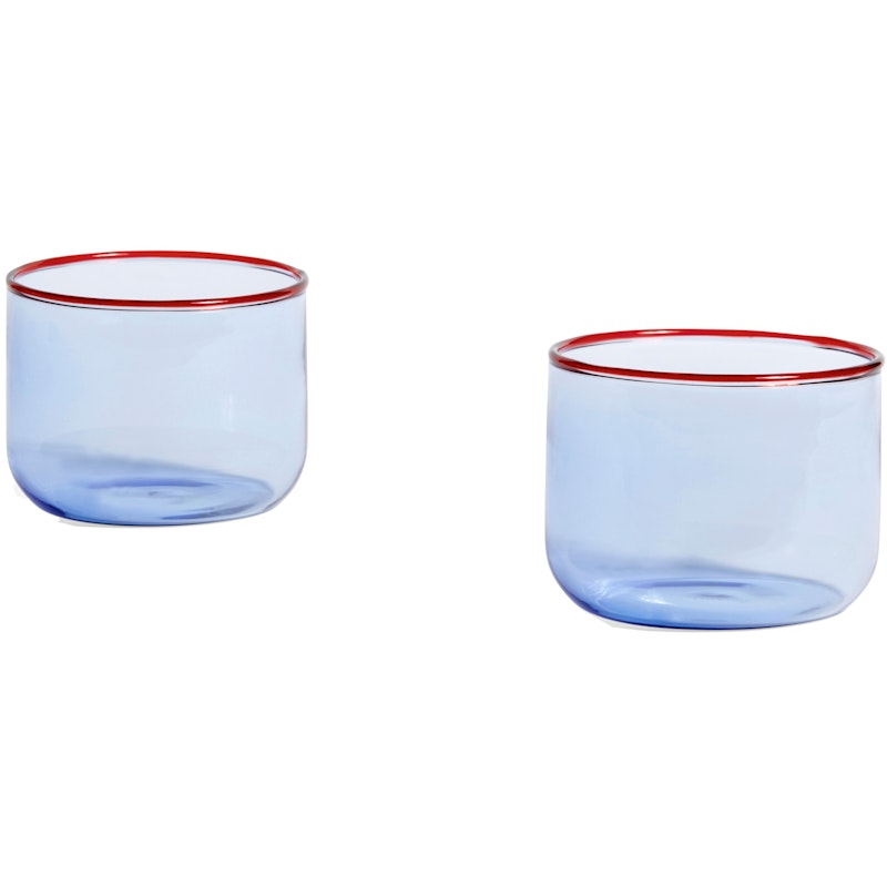Tint Glass 2-pack, Light Blue / Red Rim