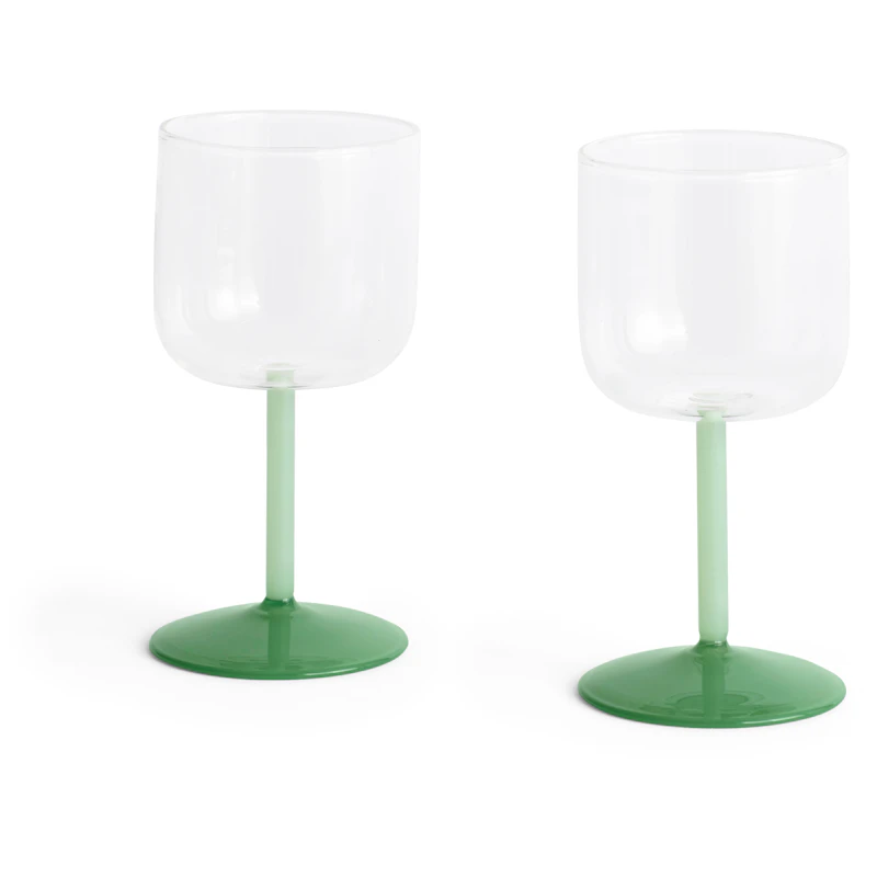 Tint Wine Glasses 2-pack, Clear / Jade Green