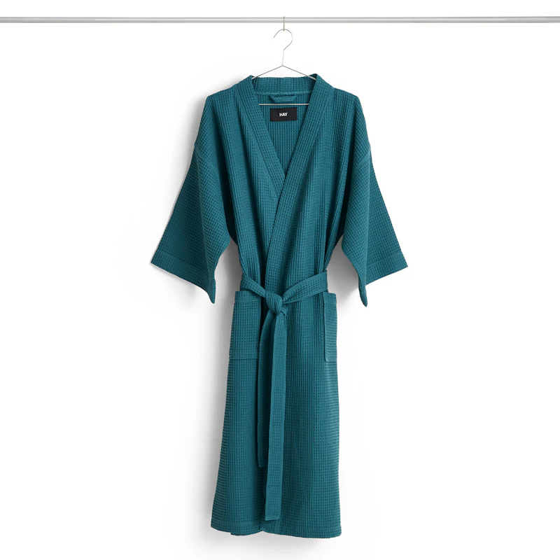 Waffle Bathrobe, Petrol Blue