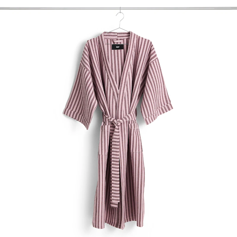 Waffle Bathrobe Striped, Cool Pink