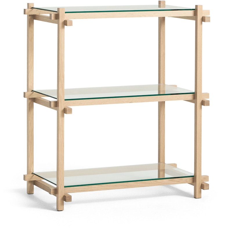 Woody Shelving 2.0 Column Low Soaped Oak / Clear Glass