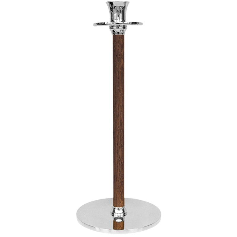 Alto Basso Candlestick 35 cm, Walnut/Nickel Plated