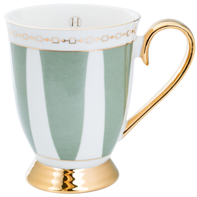 Strisce Mug With Foot, Sage