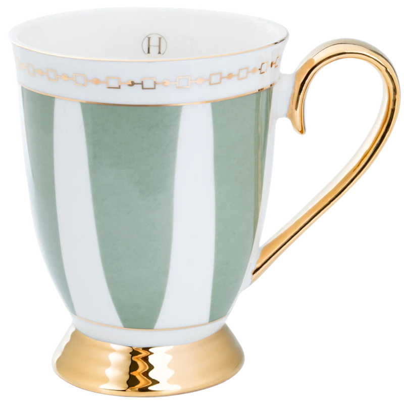 Strisce Mug With Foot, Sage