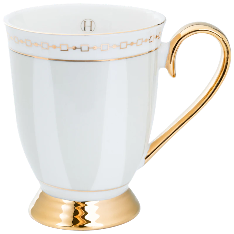 Strisce Mug With Foot, Greige