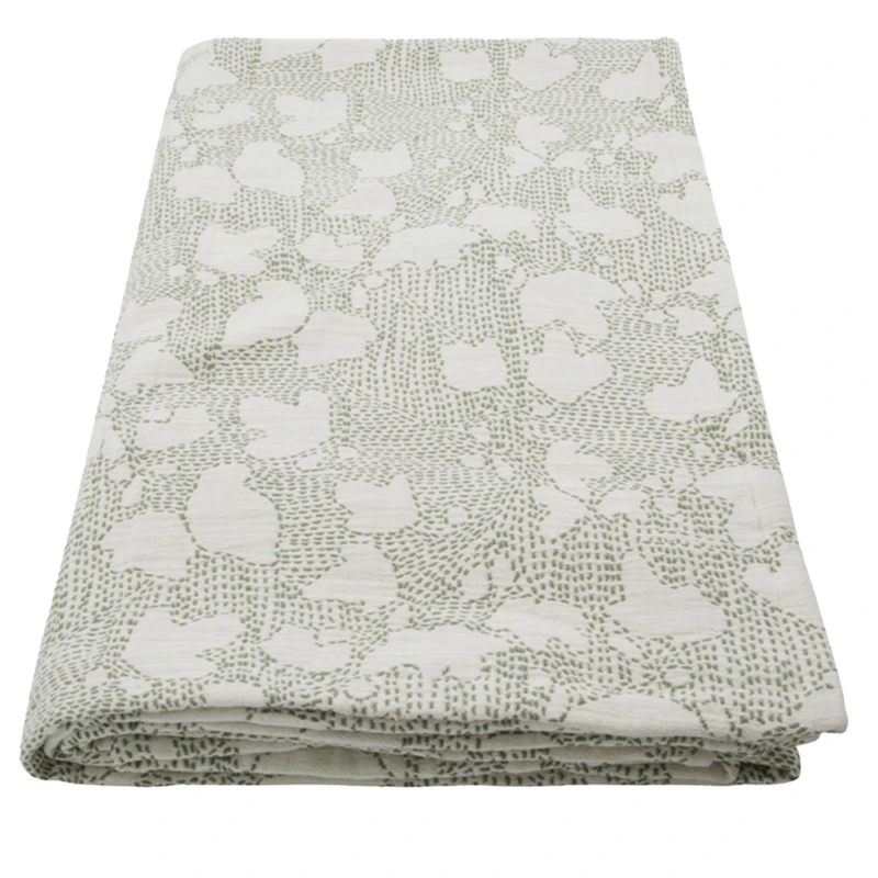Mori Bedspread Off-white / Khaki, 250x250 cm