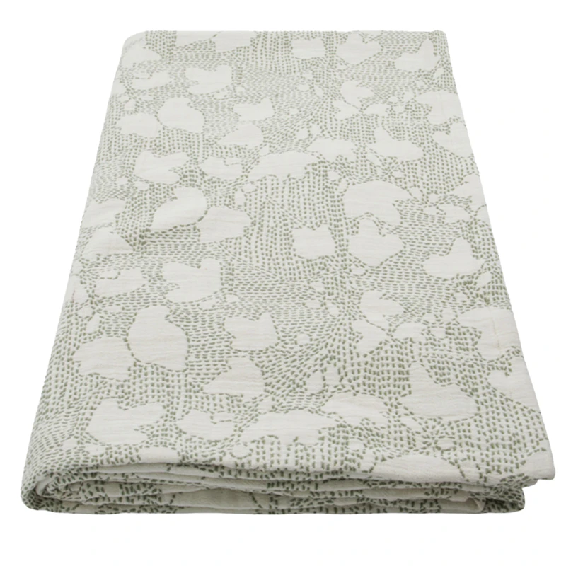 Mori Bedspread Off-white / Khaki, 140x220 cm