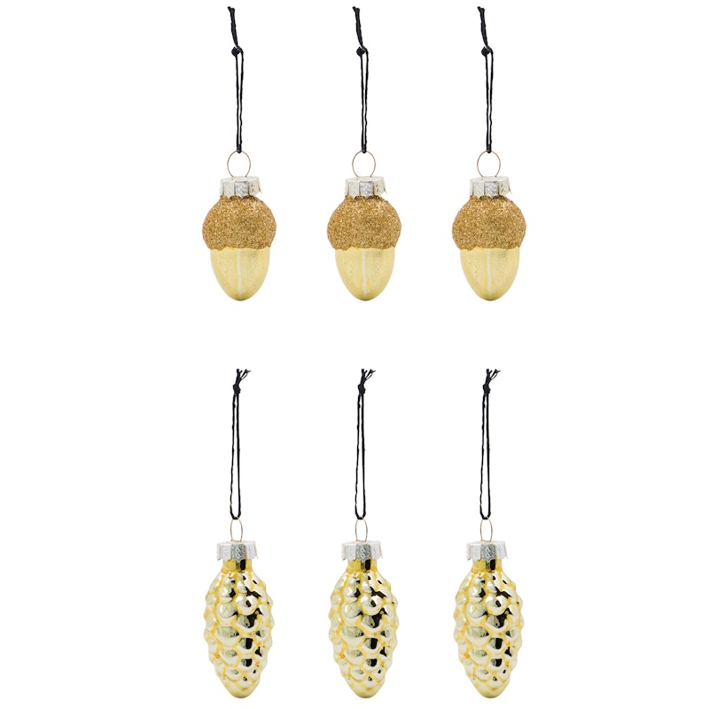 Glint Christmas Decorations 6-pack, Gold