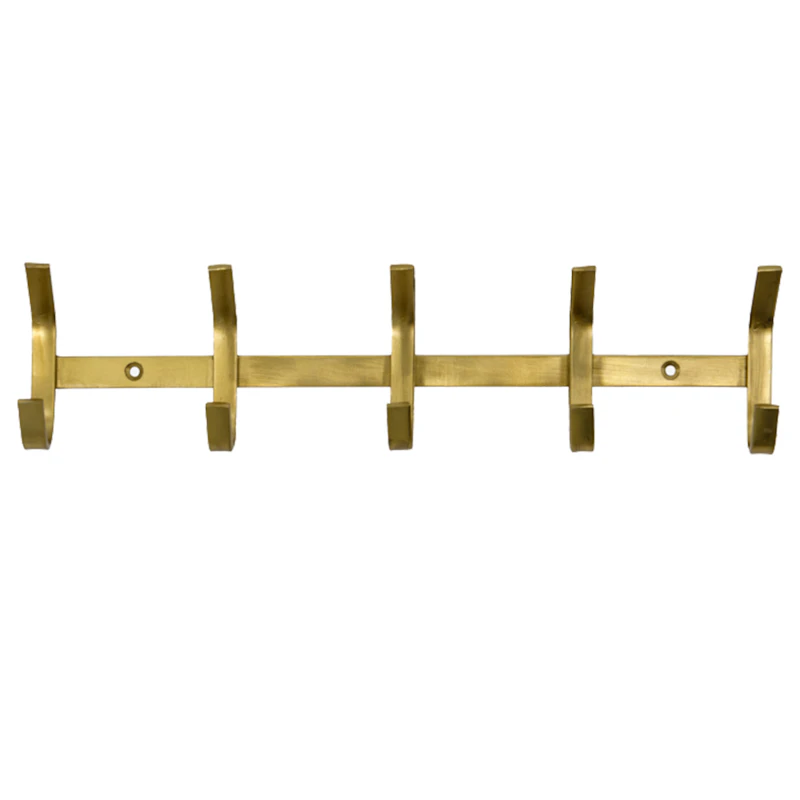 Hank Hook Rail With 5 Hooks, Gold