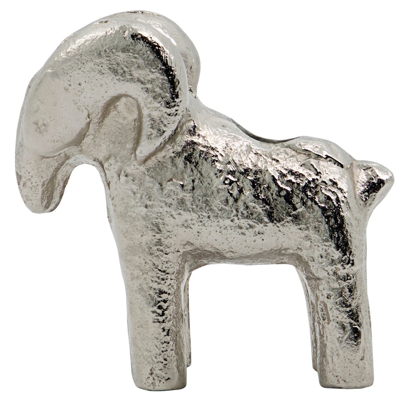 Ram Candle Holder, Antique Silver