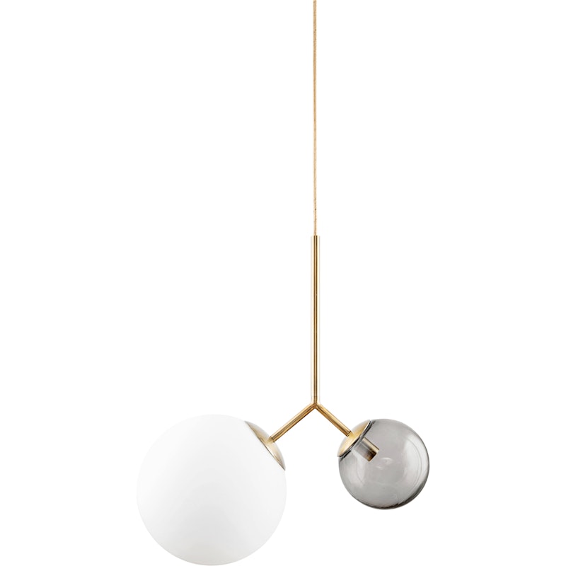 Twice Pendant, Brass/Smokey Grey/Opal White