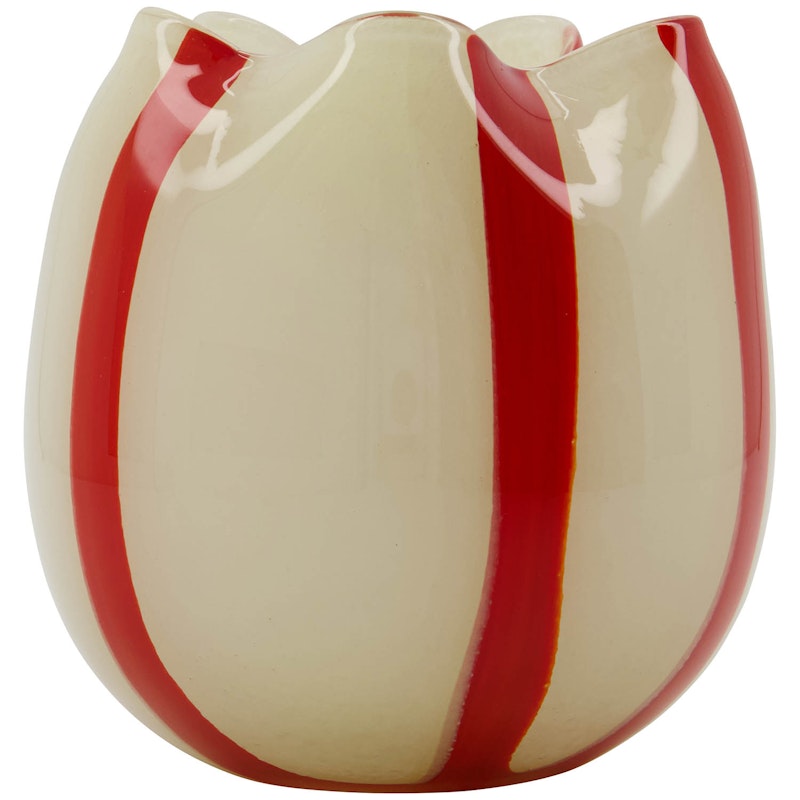 Gula Candle Holder, White/Red