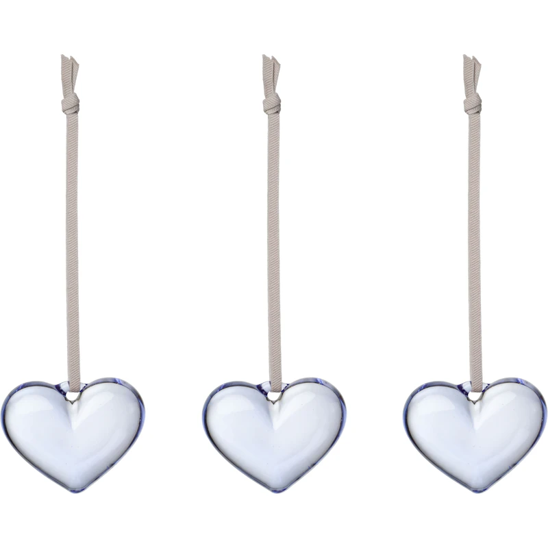 Iittala glass heart 50mm clear blue 3-pack