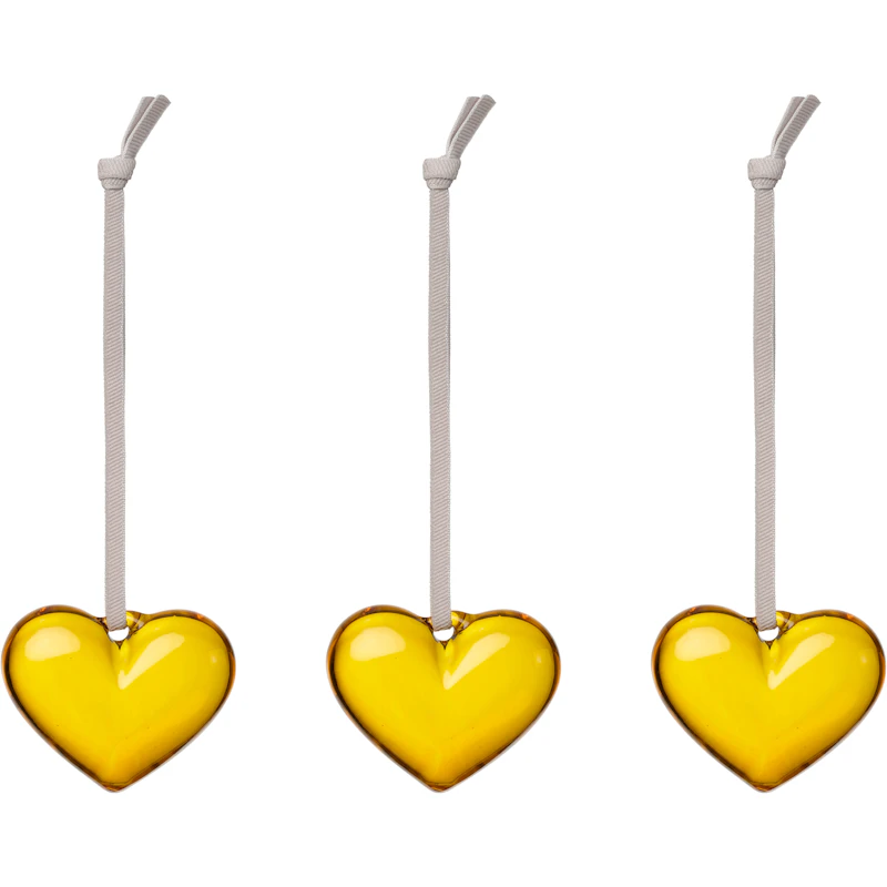 Iittala glass heart 50mm yellow 3-pack