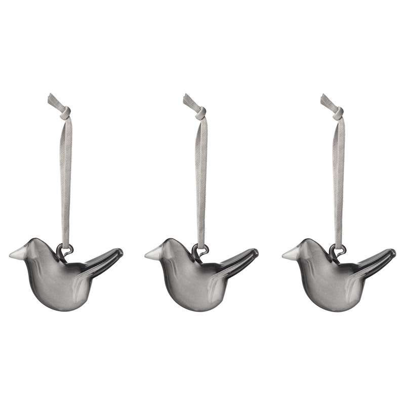 Mini Glass Bird 3-pack, Grey