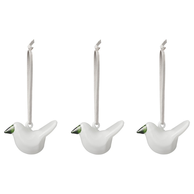 Mini Glass Bird 3-pack, White