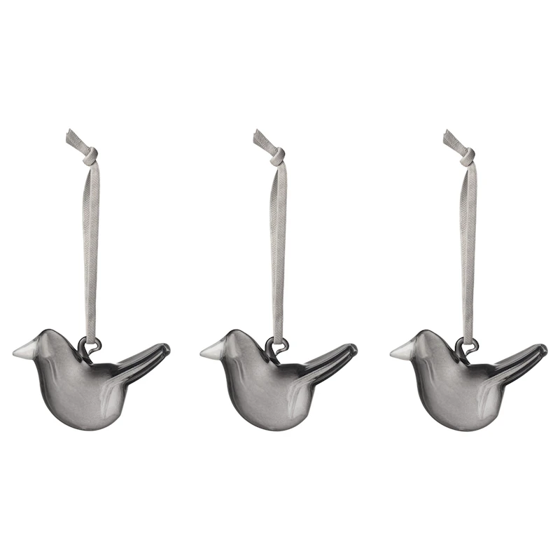 Mini Glass Bird 3-pack, Grey