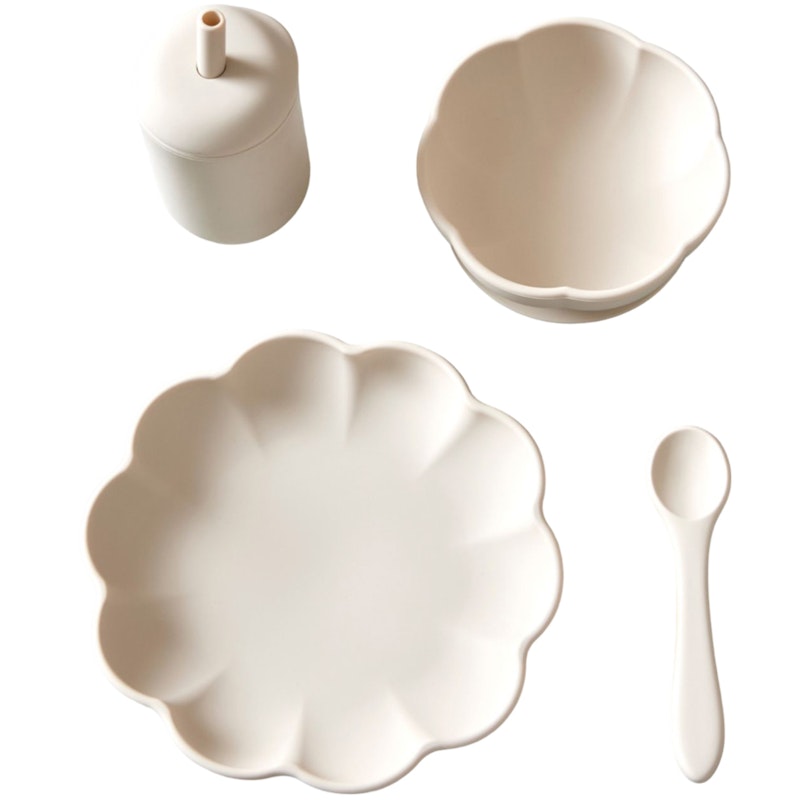 Little Poppy Childrens Tableware 4 Pieces, Cream