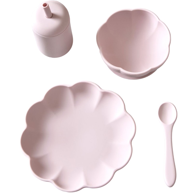 Little Poppy Childrens Tableware 4 Pieces, Light Pink