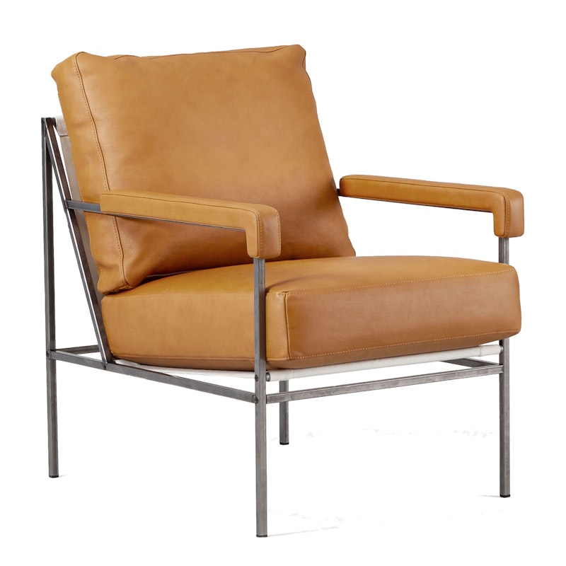 Seventy Five Armchair Leather, Challenger Brandy / Beige Canvas