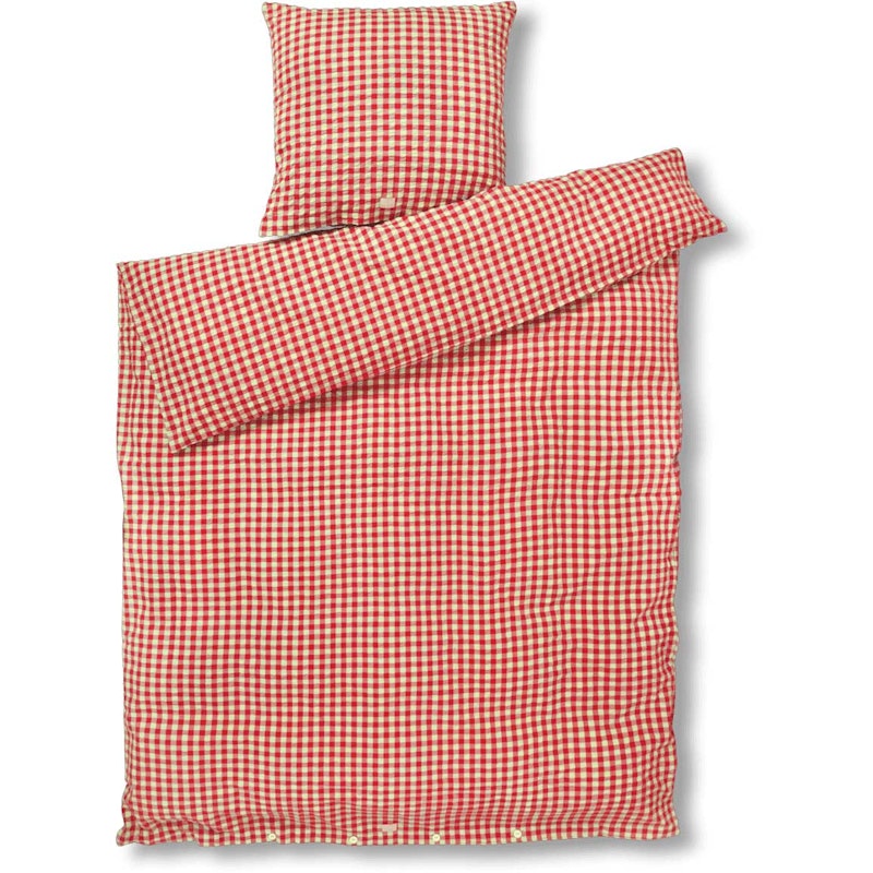 Bæk & Bølge Duvet Cover Set 140x220 + 60x63 cm, Red / Yellow