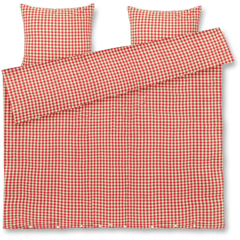 Bæk & Bølge Duvet Cover Set 200x220 + 60x63 cm, Red / Yellow