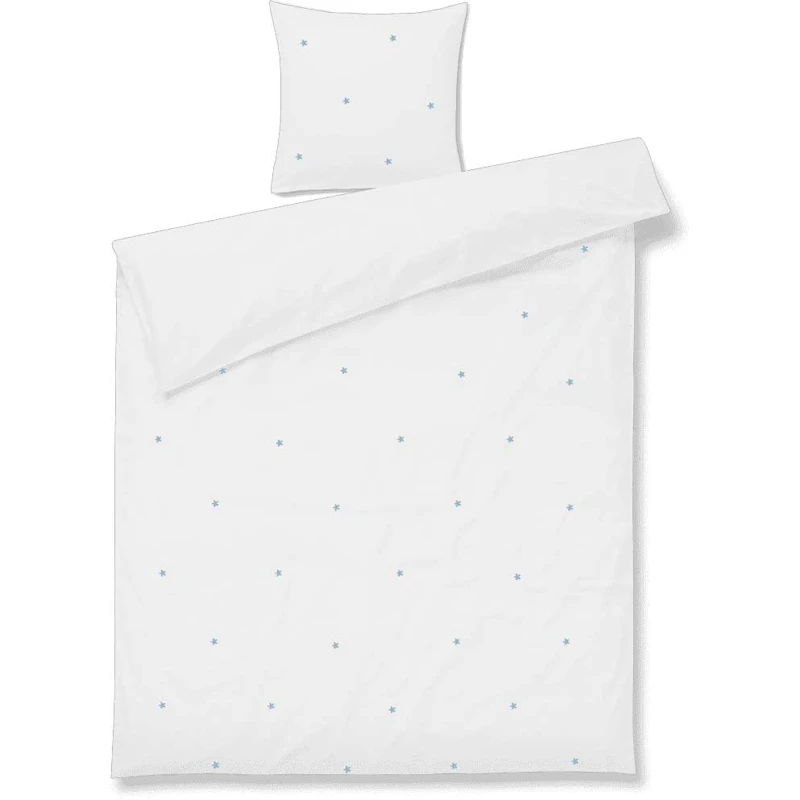 Daisy Bed Set 140x200 + 60x63 cm, White / Light Blue