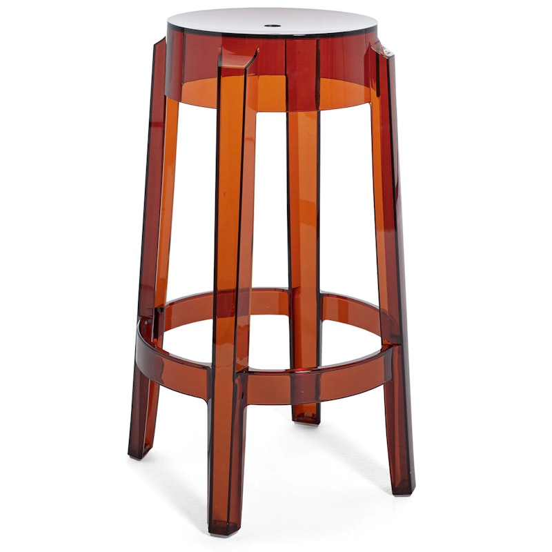 Charles Ghost Bar Stool 65 cm Amber from Kartell RoyalDesign