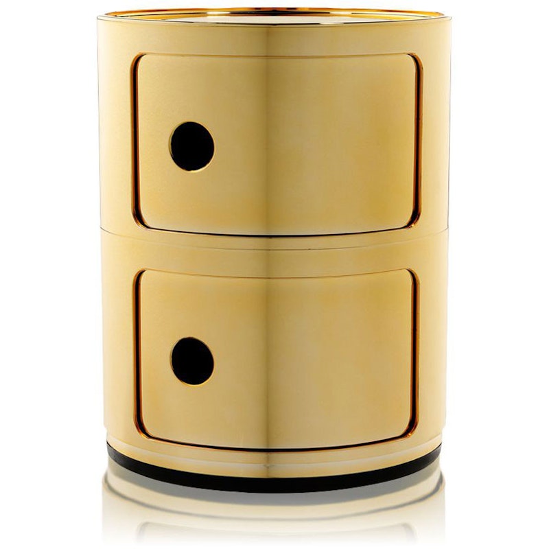 Componibili Metal Storage With 2 Compartments, Gold