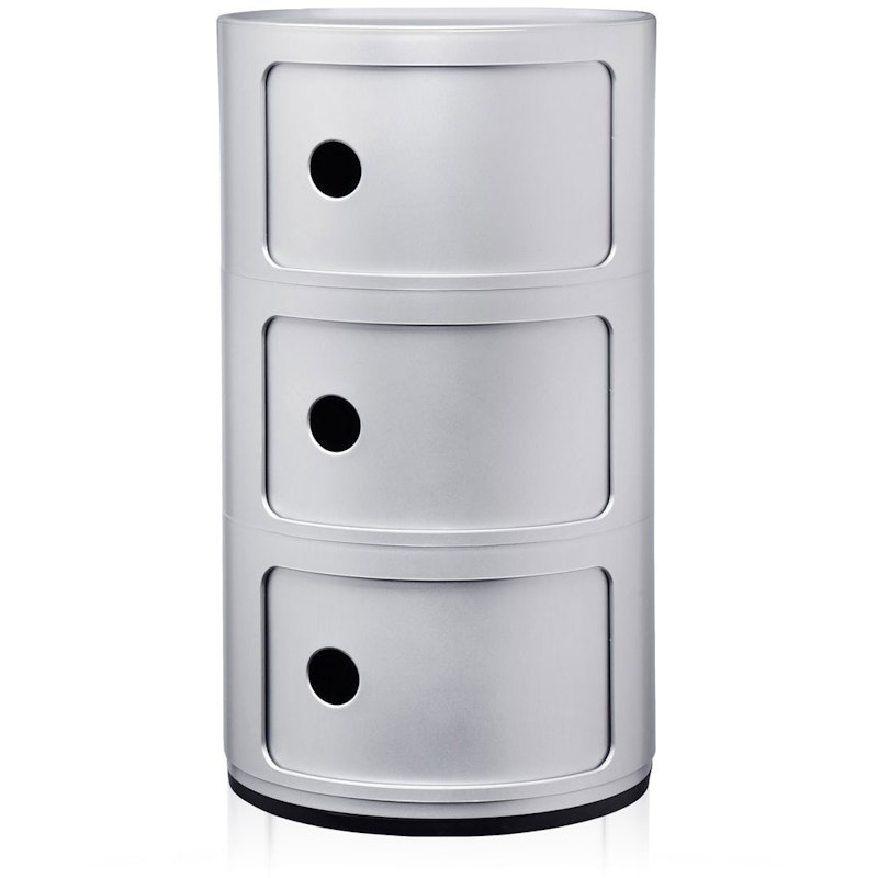 Componibili Classic Storage With 3 Compartments, Silver