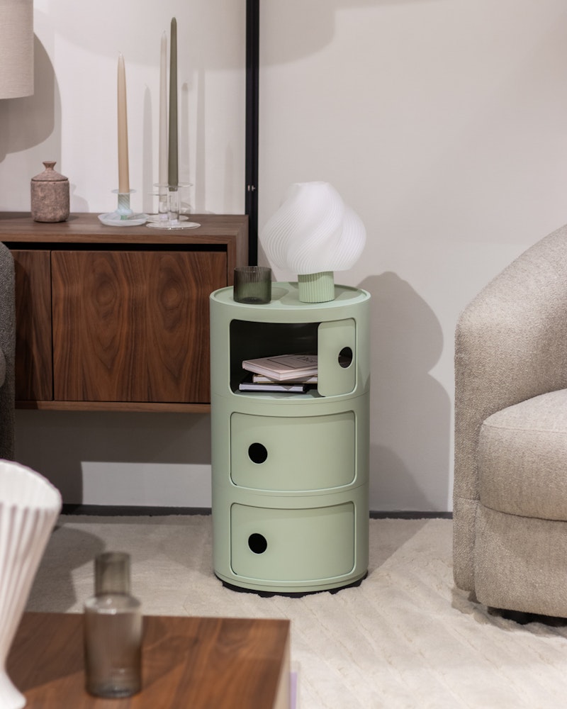 Componibili Recycled Storage With 3 Compartments, Matt Green