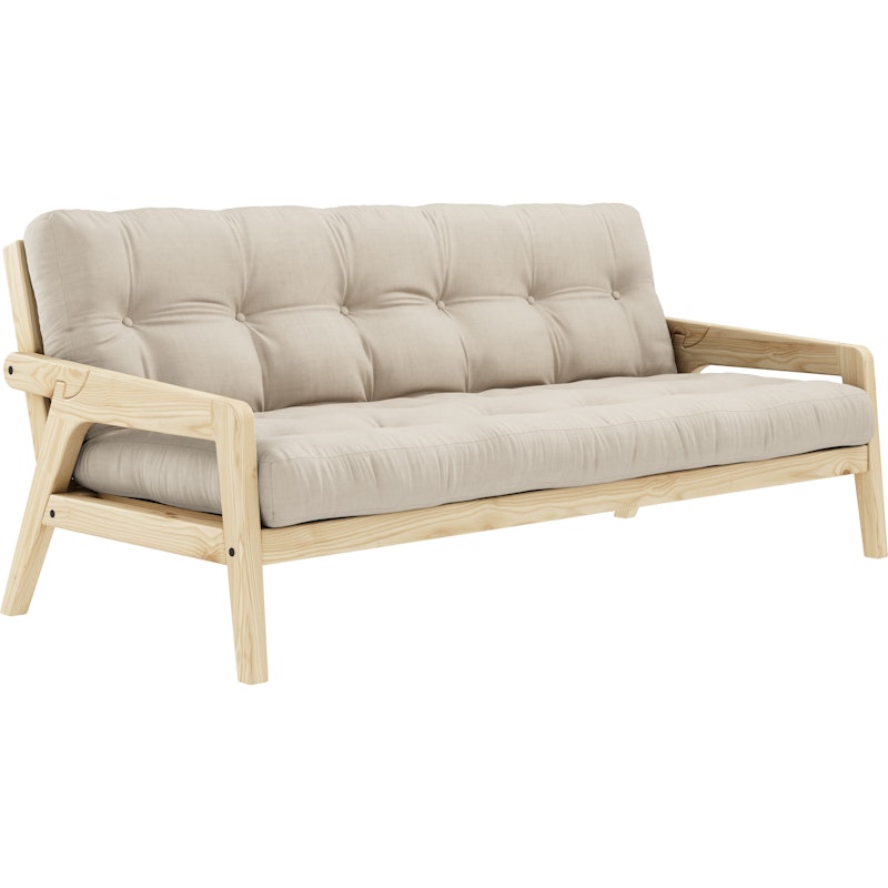 Grab Sofa Bed With Mattress, Clear Lacquered / Beige