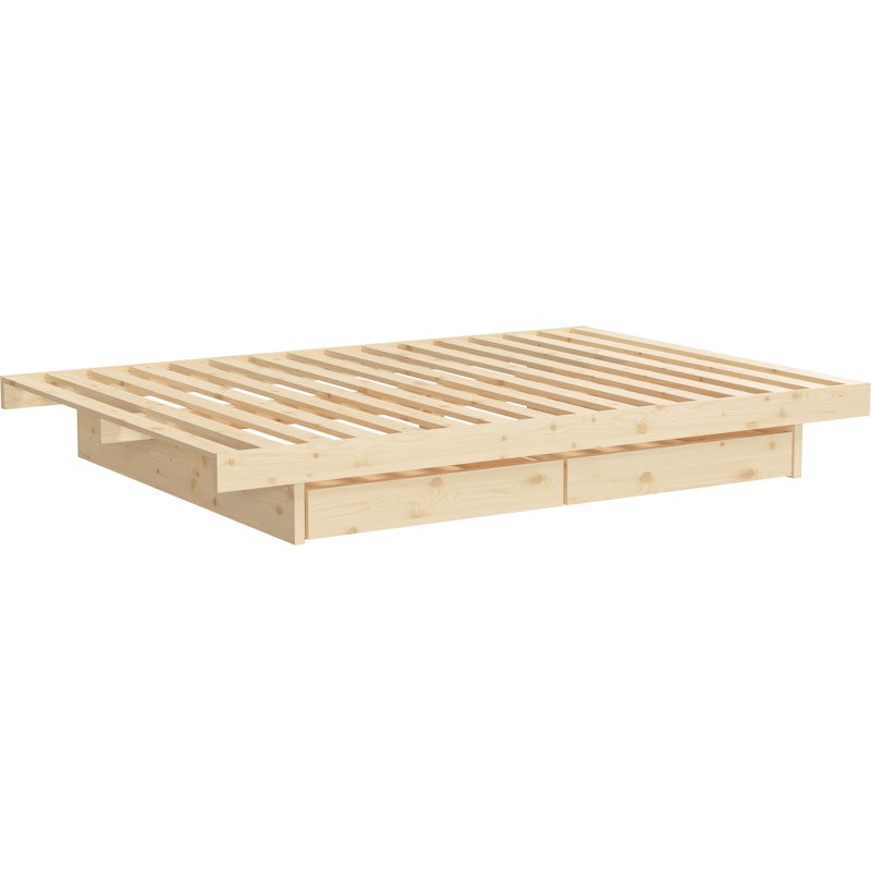 Kanso Bed Frame With Drawers Raw, 180x200 cm