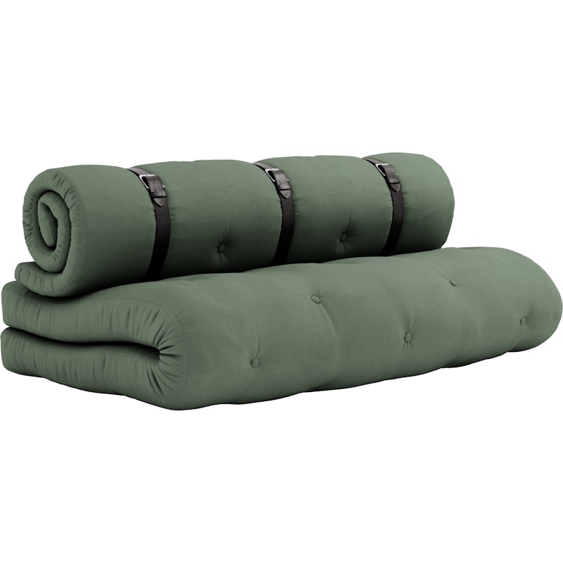 Buckle-Up Sofa With Belt, Olive Green / Brown