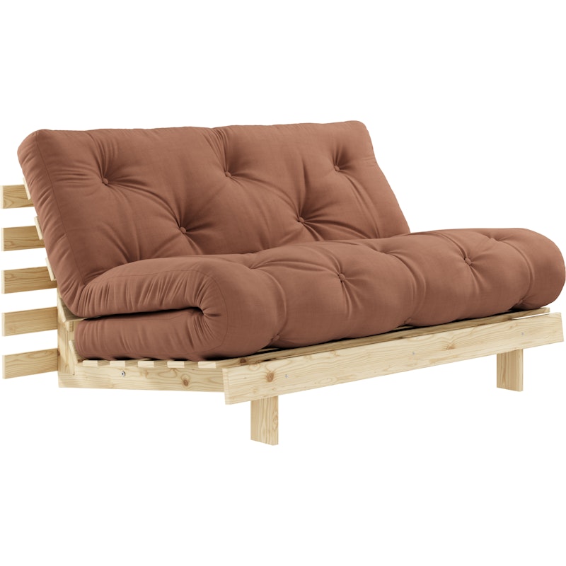 Roots 140 Sofa Bed With Mattress, Raw / Clay Brown