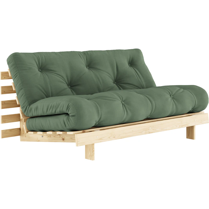 Roots 160 Sofa Bed With Mattress, Raw / Olive Green
