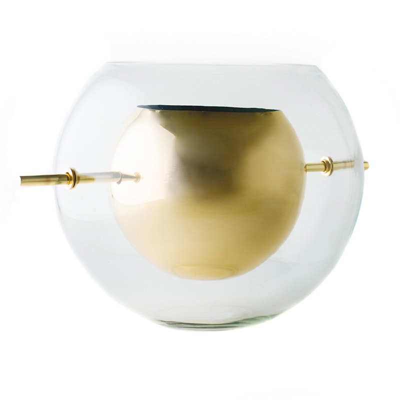 Alba Vase Mouth Blown Glass / Brass, Round