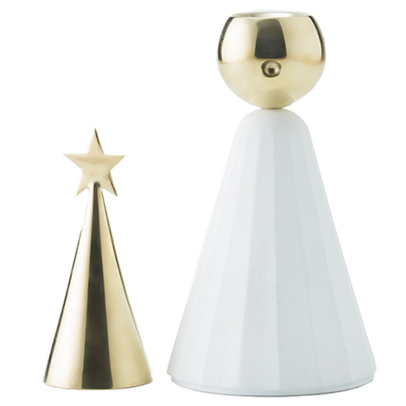 Soprano Candlestick 2 Pieces, White/Brass