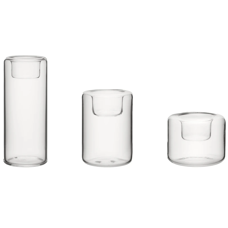 Happy Candle Holder 3 Pieces, Clear