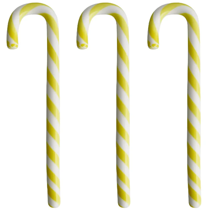 Polka Stick Christmas Decoration 17 cm 3-pack, White/Yellow