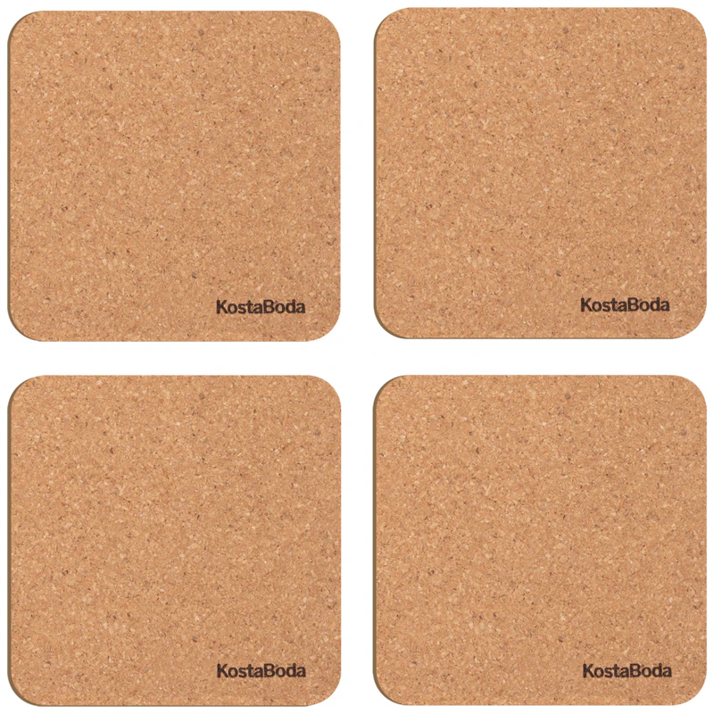 Viva Glass Coasters Cork 4-pack, 10x10 cm