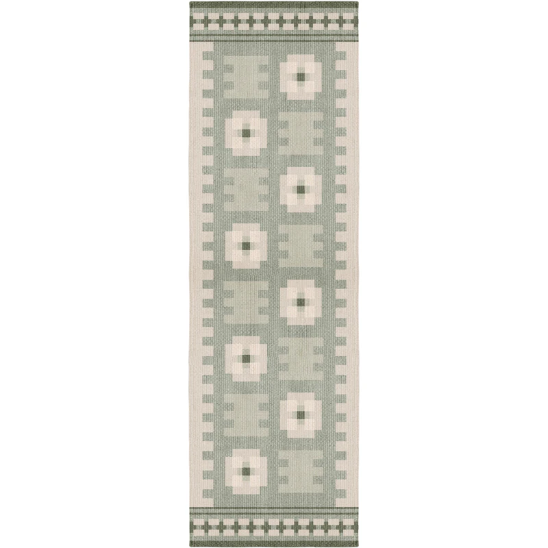 Röllakan Selma Wool Rug 80x300 cm, Sage