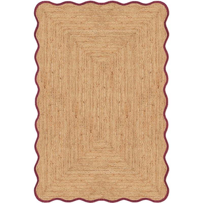 Scallop Jute Rug 140x200 cm, Burgundy